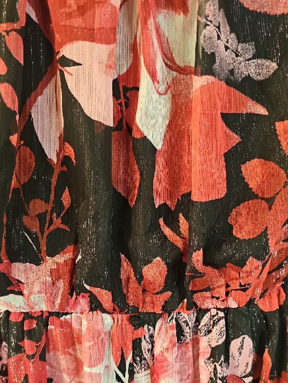 Sleeveless Black Maxi Dress with Pink & Red Floral Print - Picture 6 of 11